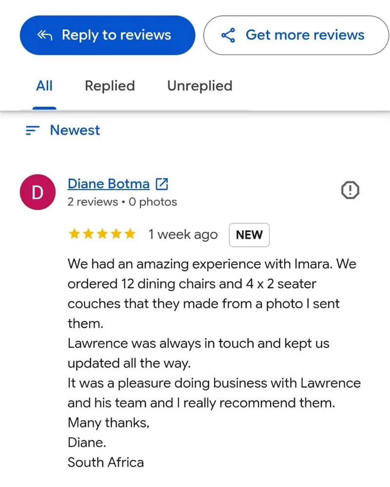 Customer review screenshot