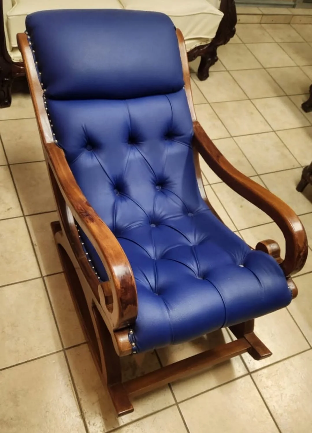 Blue Tufted Rocker