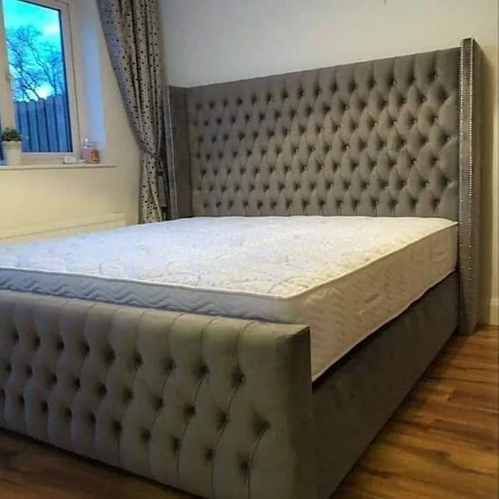 Grey Tufted Bed