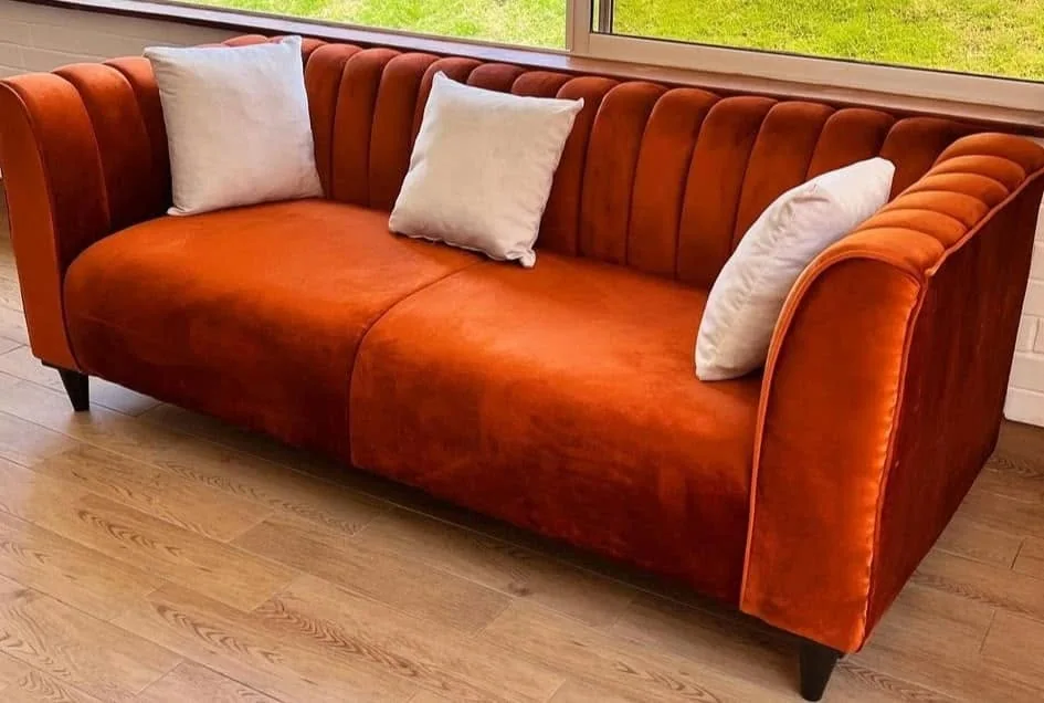 Orange Velvet Sofa